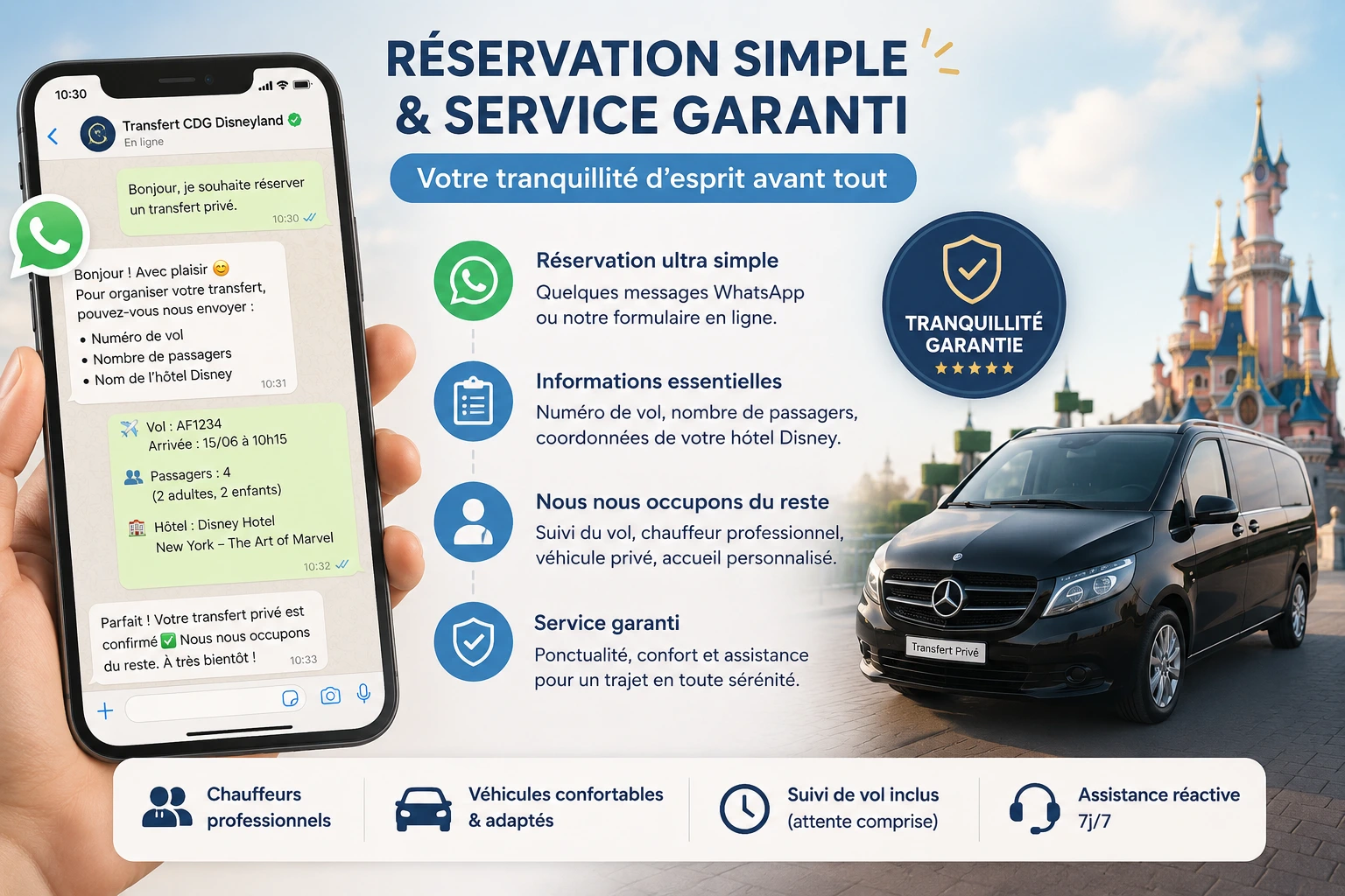 Réservation WhatsApp transfer Disneyland Paris