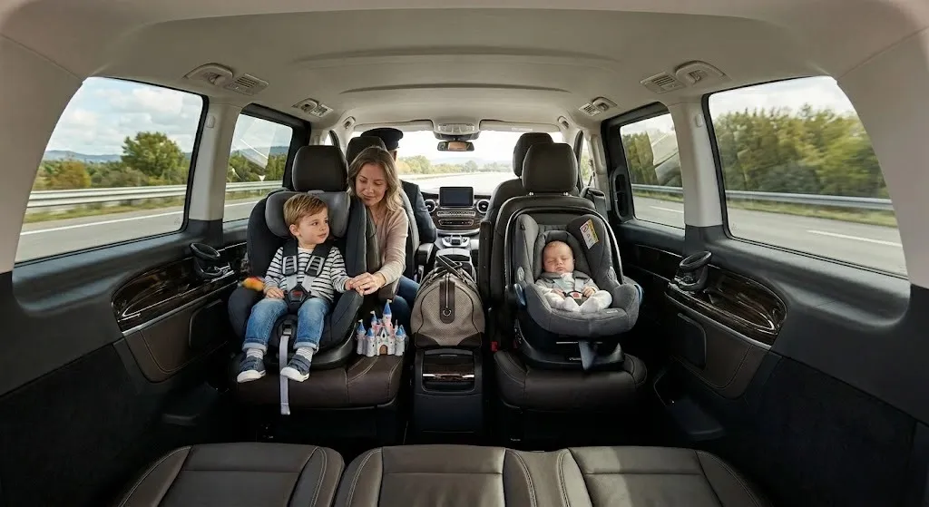 Intérieur van Mercedes famille transfer Disneyland Paris